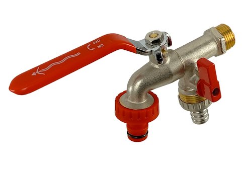 zahradní kulový kohout 1/2"x3/4"x3/4" s nástavcem na hadici, s připojením na hadici a rychlospojkou, Aquaristo zahradní kulový kohout 1/2"x3/4"x3/4" s nástavcem na hadici, s připojením na hadici a rychlospojkou, Aquaristo